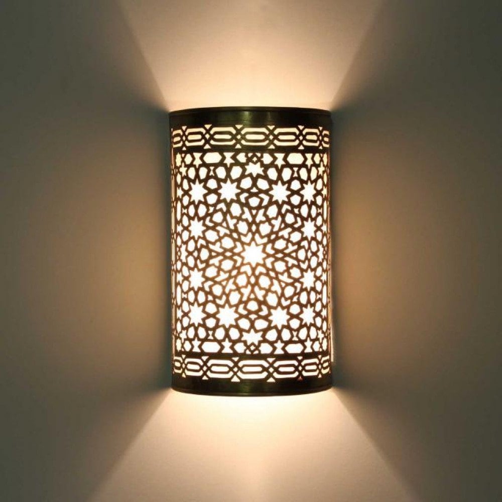 Set of 2 Moroccan Brass Wall Sconces