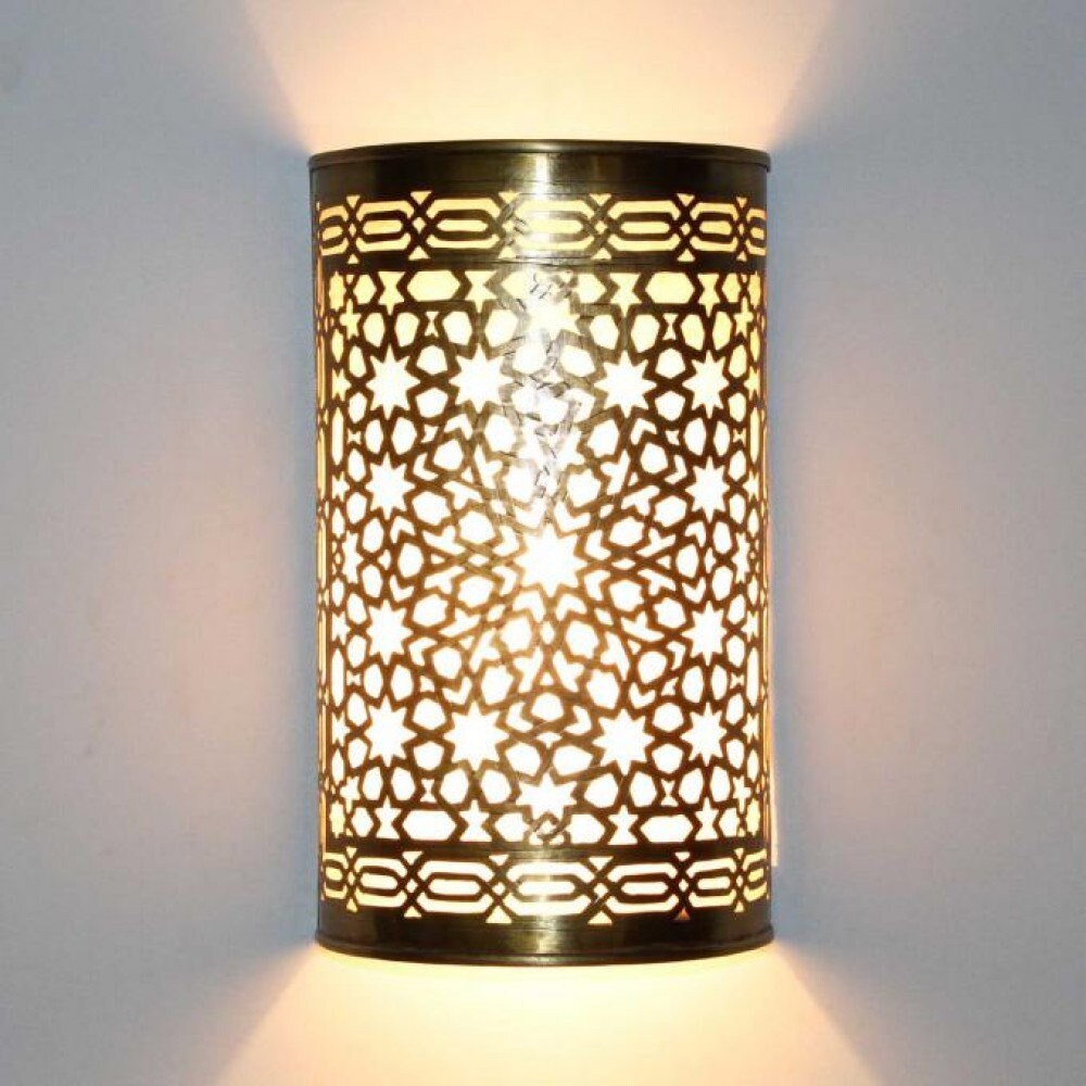 Set of 2 Moroccan Brass Wall Sconces