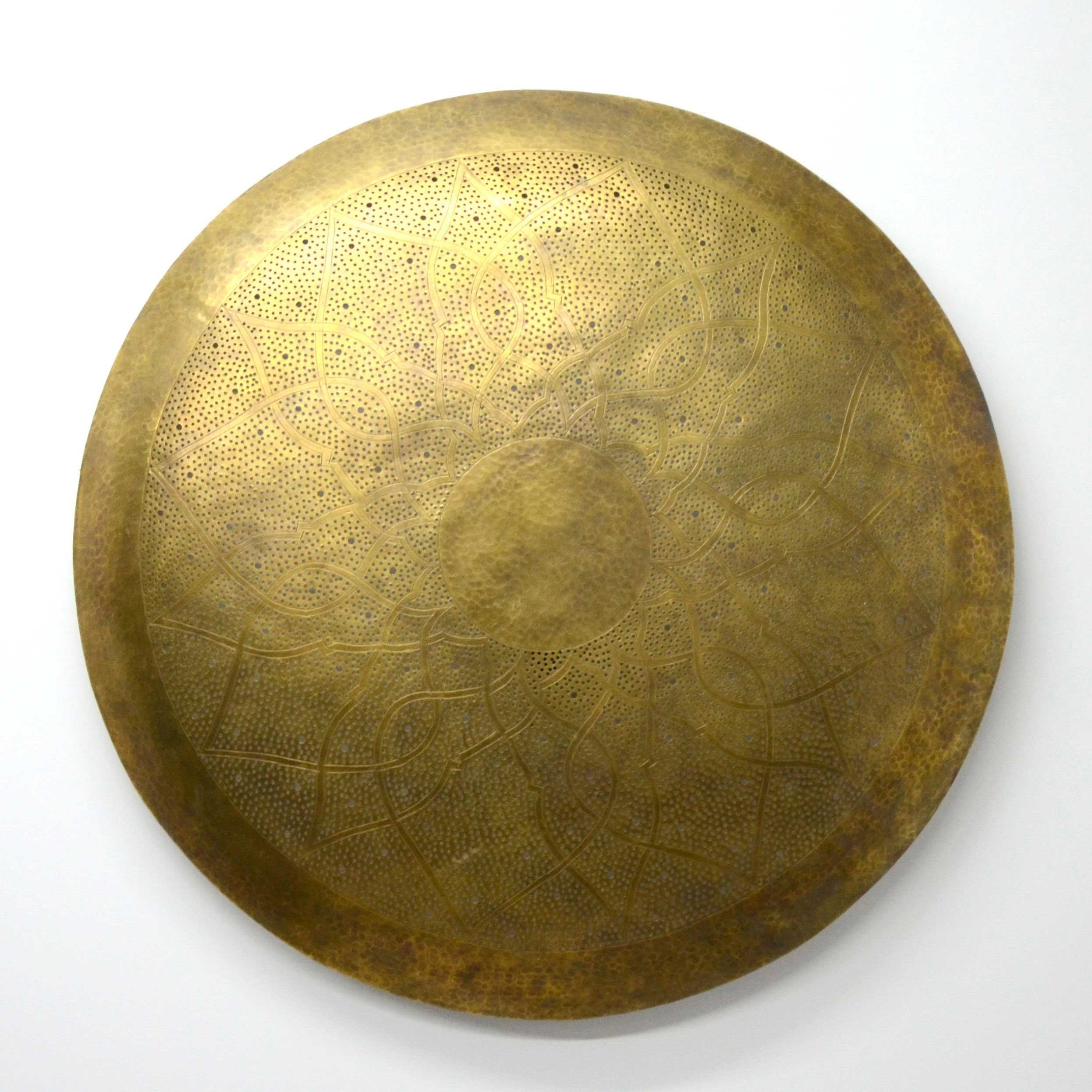 Handmade Moroccan Brass Wall Sconce | Luxury Brass Disk Light