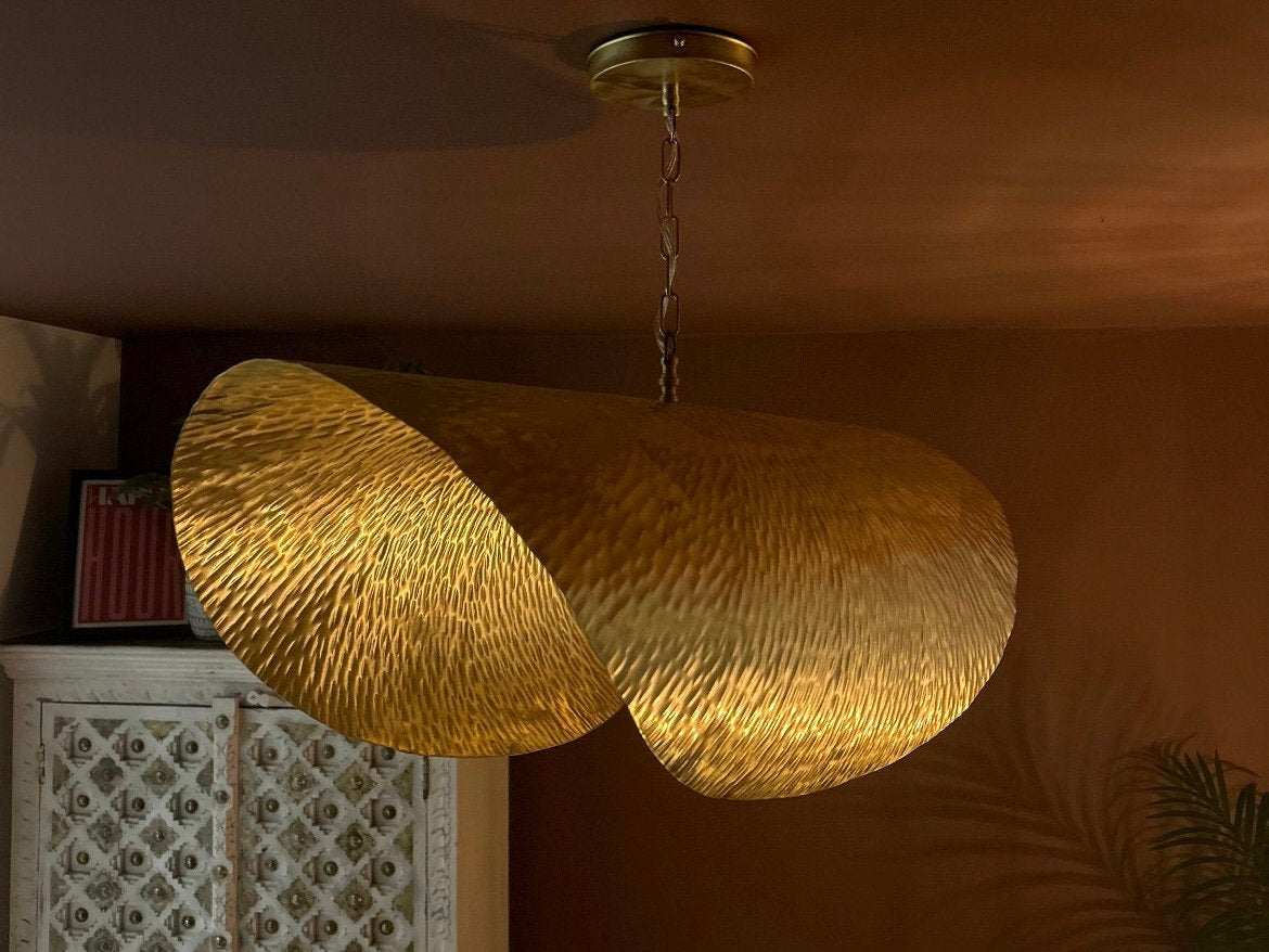 Modern Leaf Shaped Brass Ceiling Light