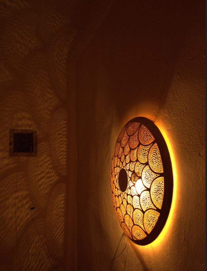 Moroccan Brass Wall Sconce – Handcrafted Oriental Light Fixture