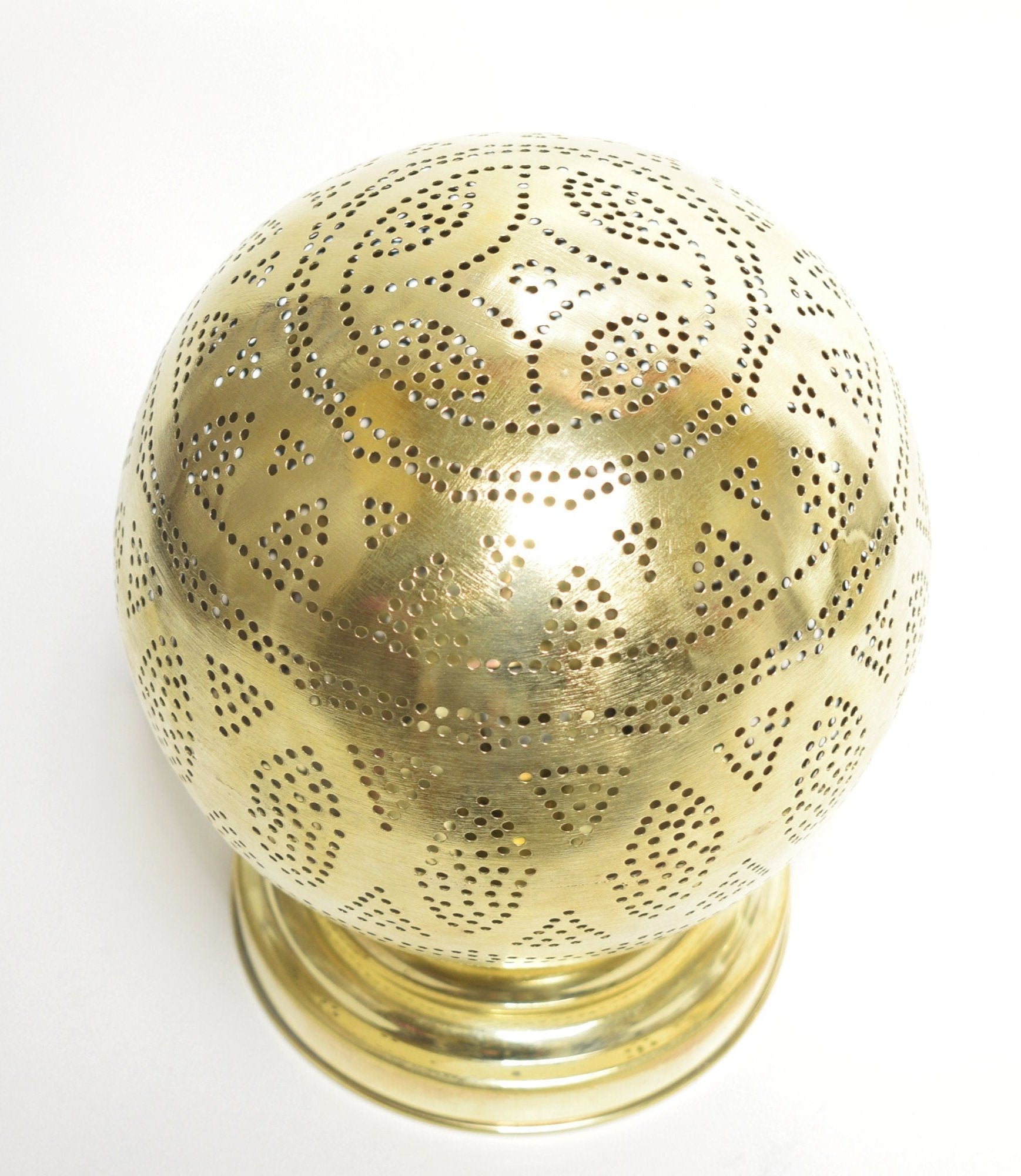Moroccan Brass Table Lamp with Floral Patterns