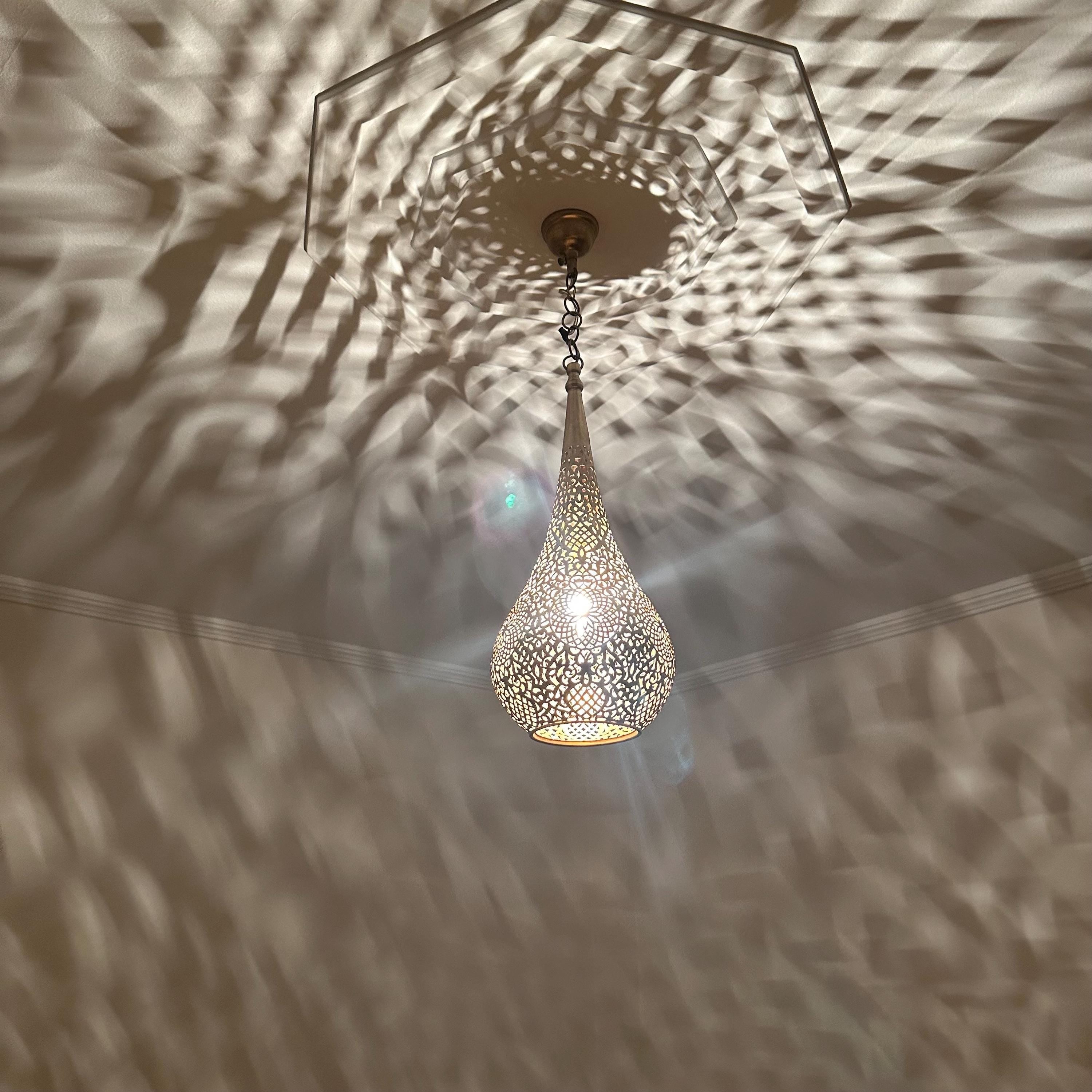 Handmade Moroccan Brass Ceiling Lamp