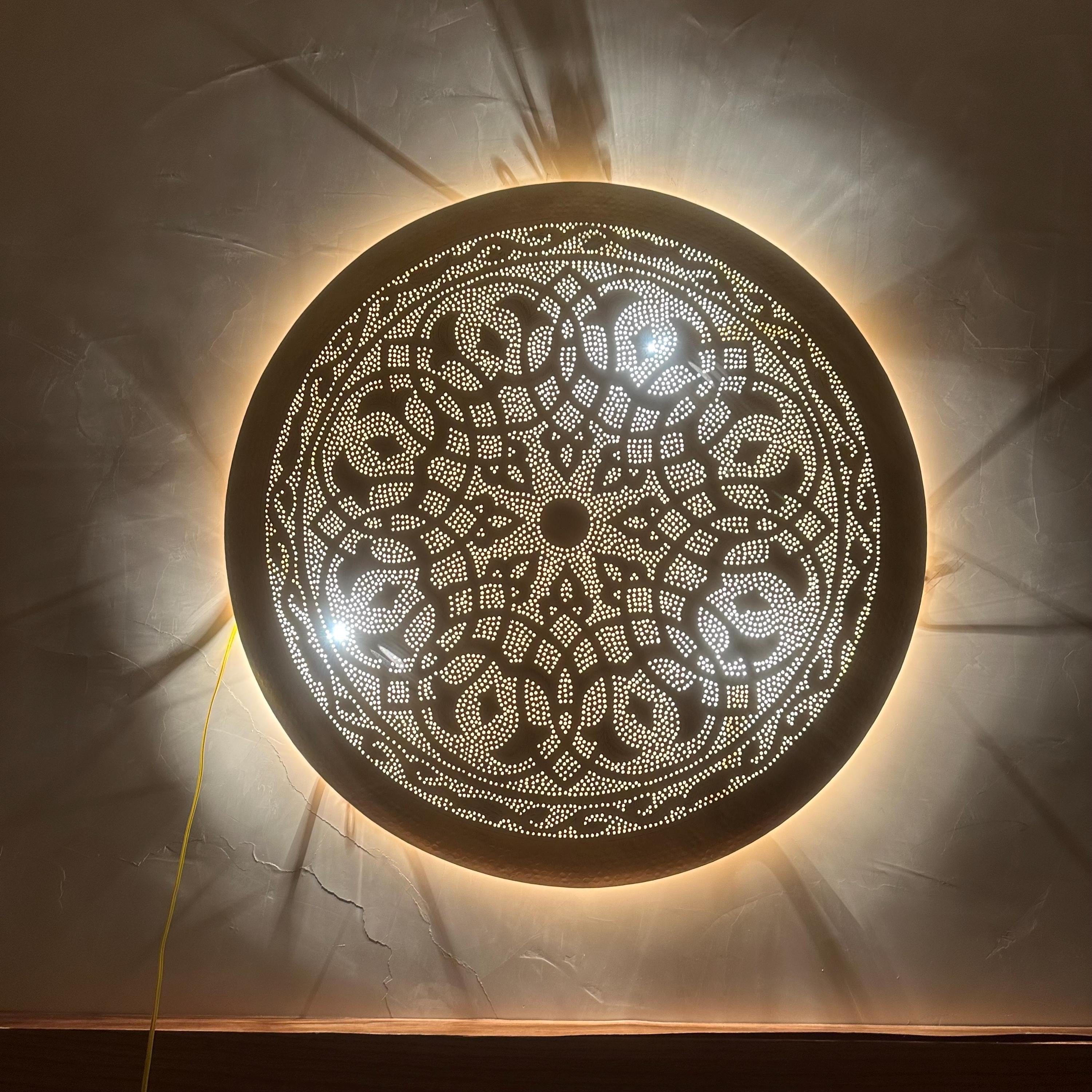 Handmade Round Brass Wall Light – Moroccan Wall Lamp