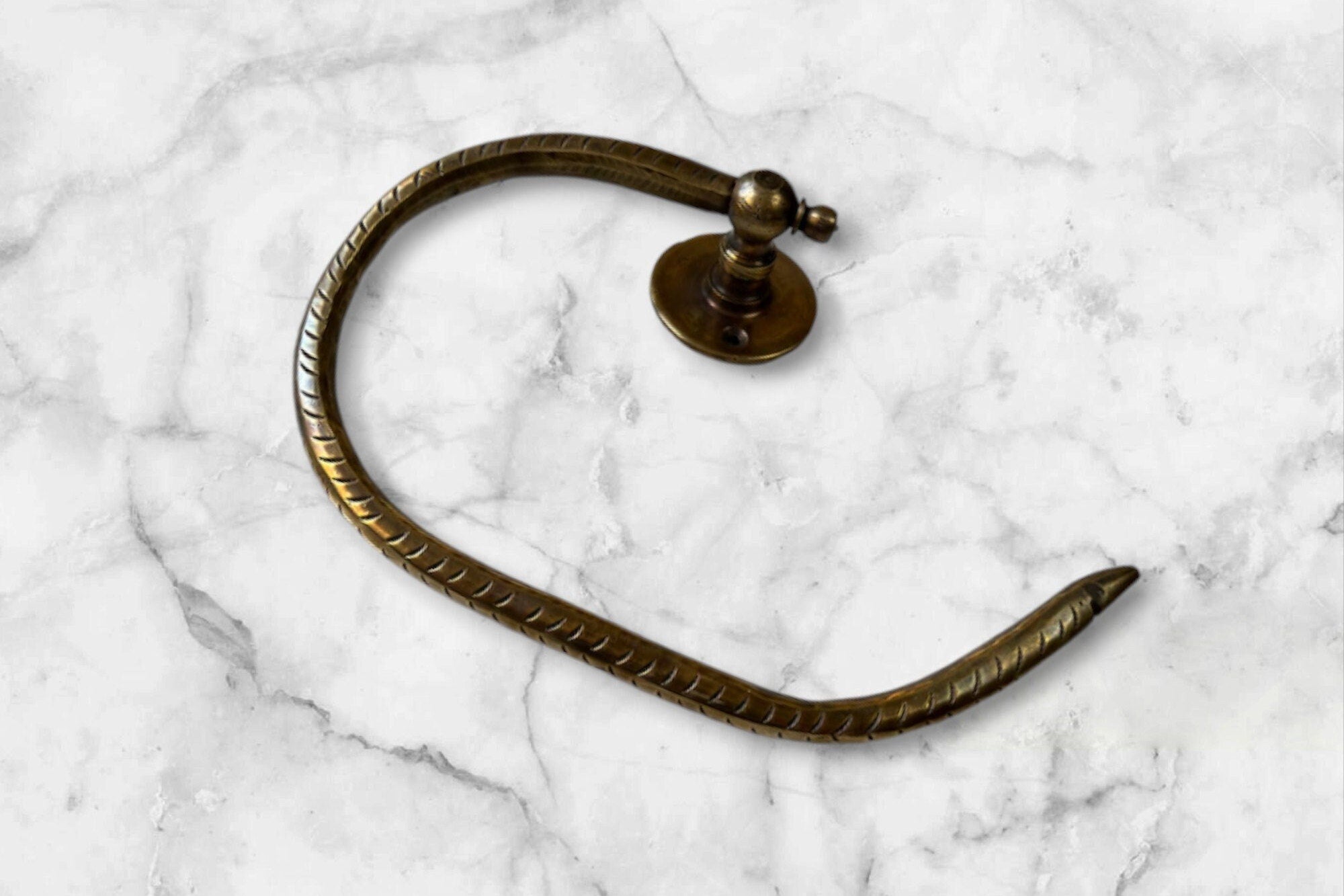 Toilet Paper Holder – Antique Brass Patina Engraved Design