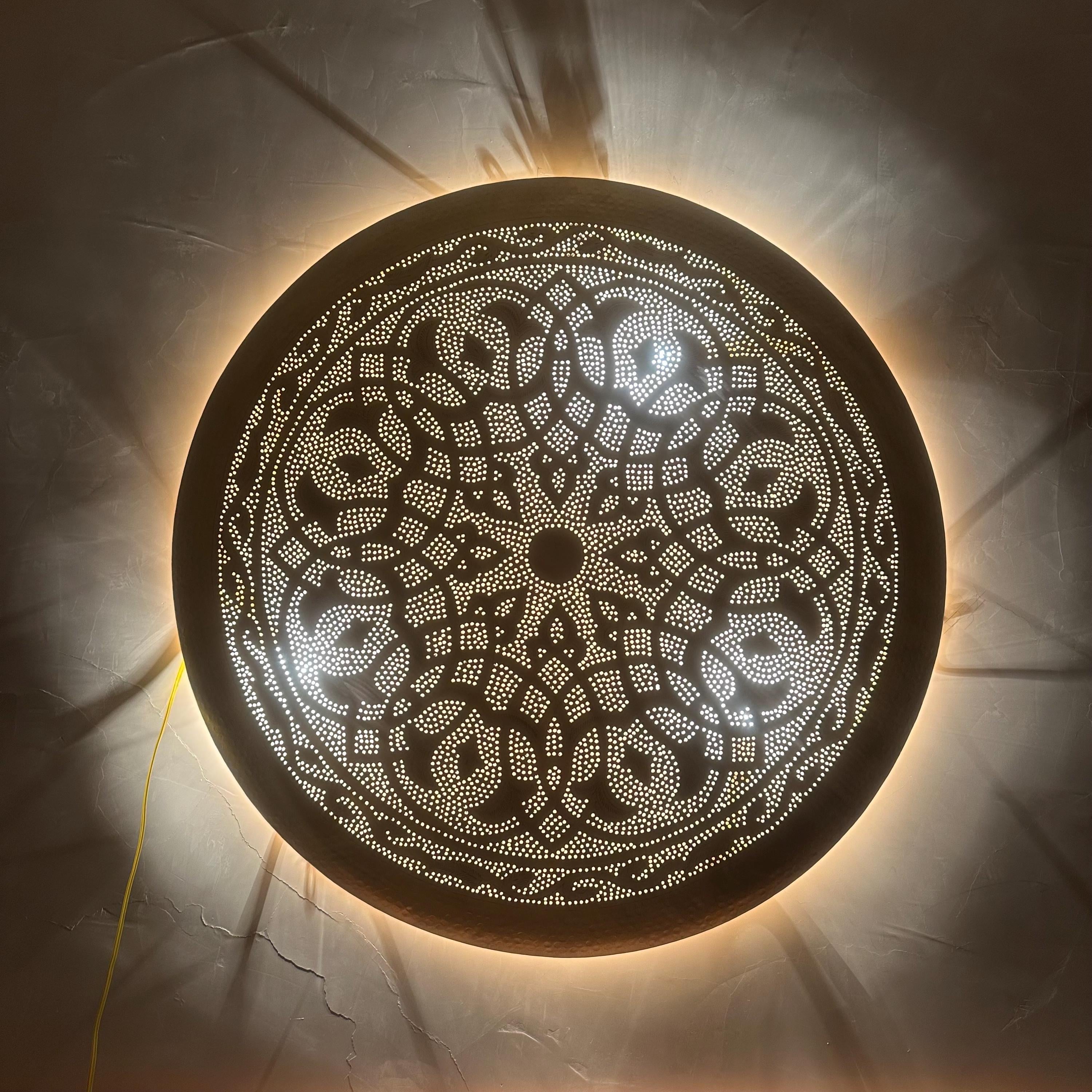 Handmade Round Brass Wall Light – Moroccan Wall Lamp