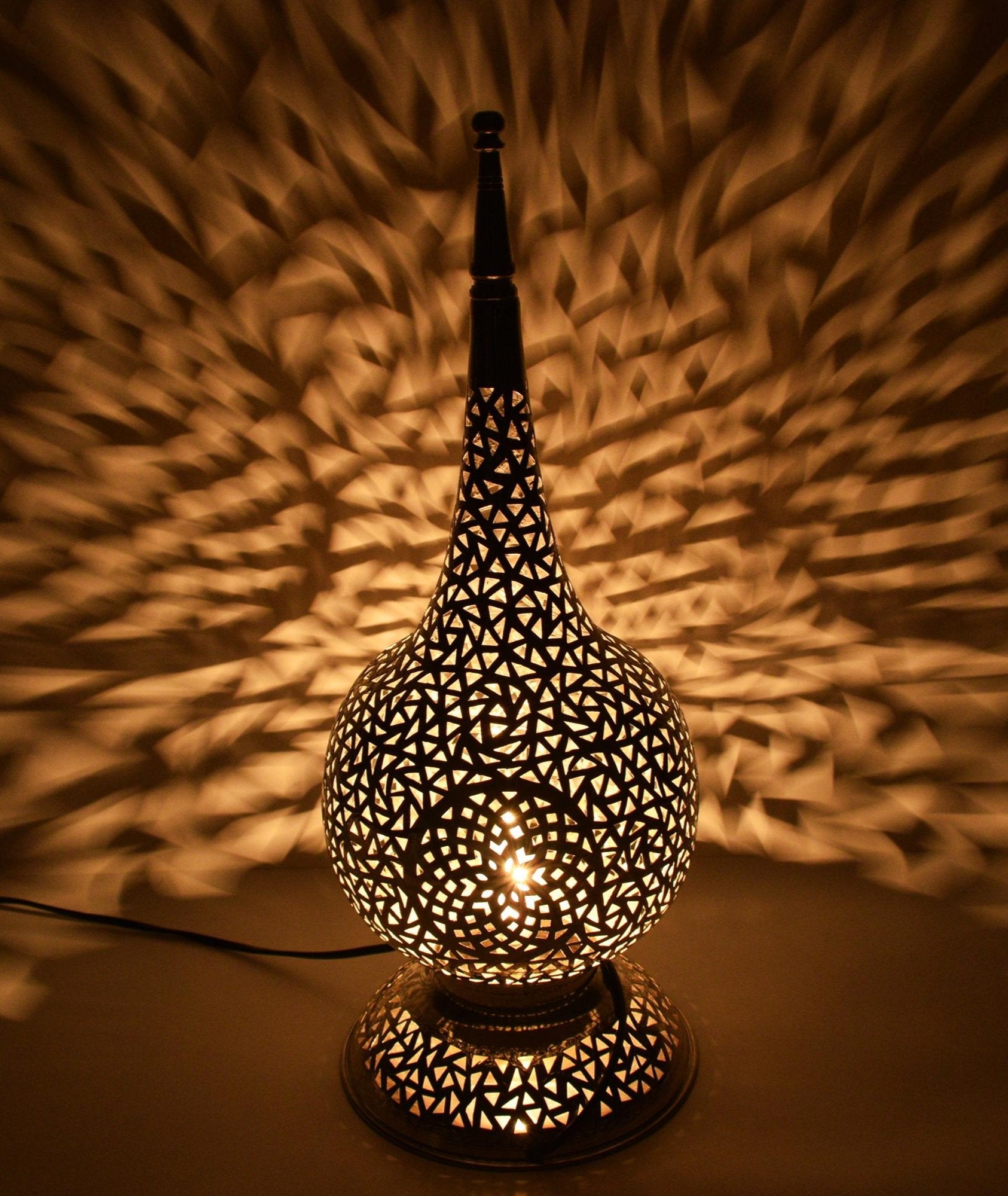 Tall Moroccan Brass Table Lamp