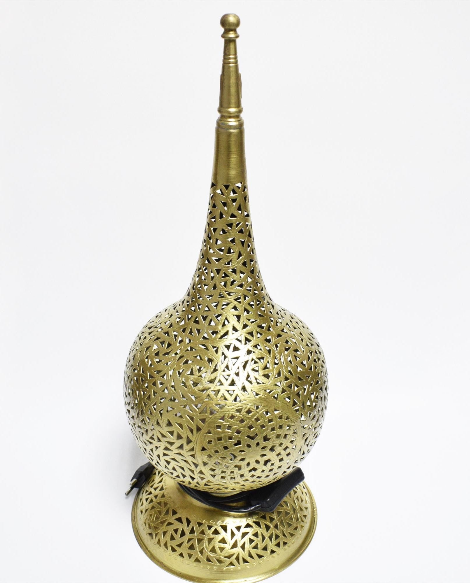 Tall Moroccan Brass Table Lamp
