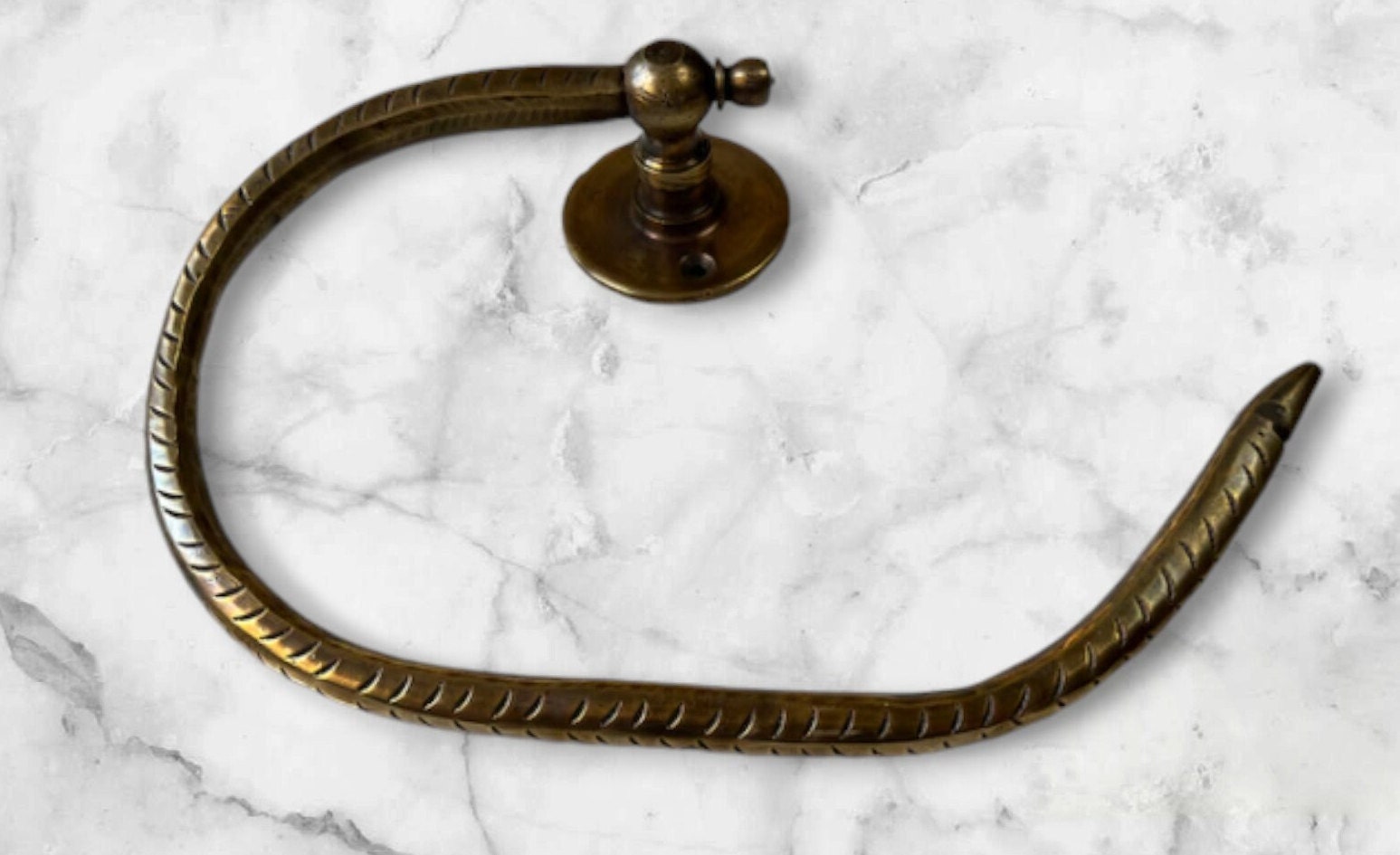 Toilet Paper Holder – Antique Brass Patina Engraved Design