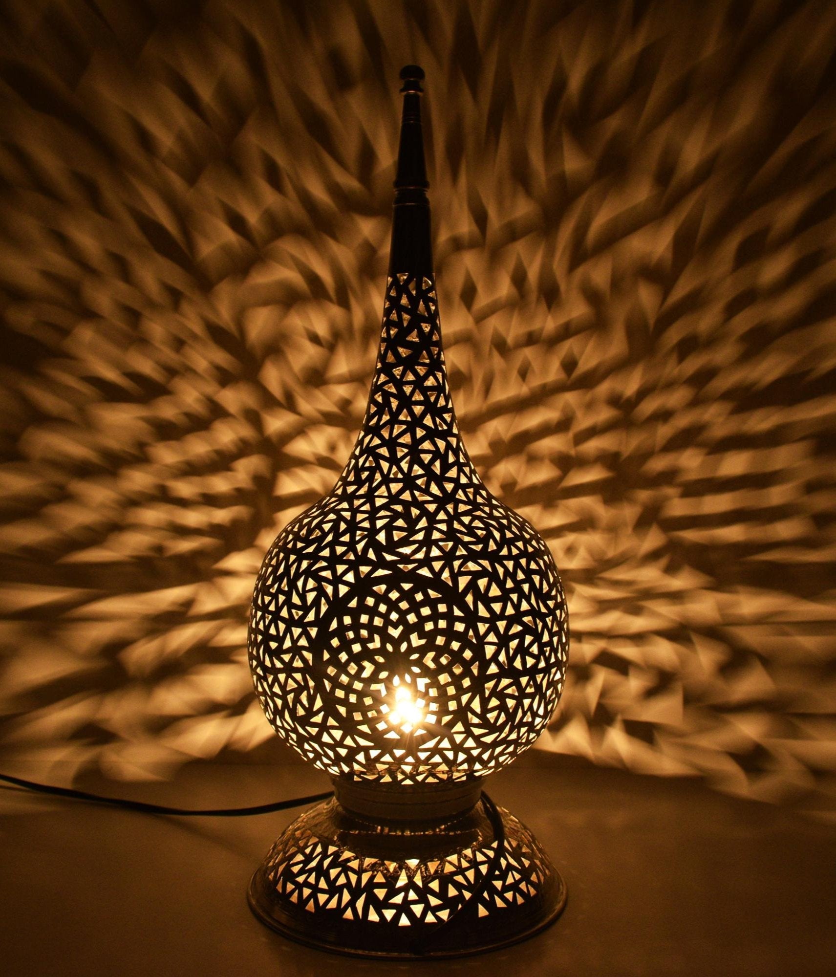 Tall Moroccan Brass Table Lamp