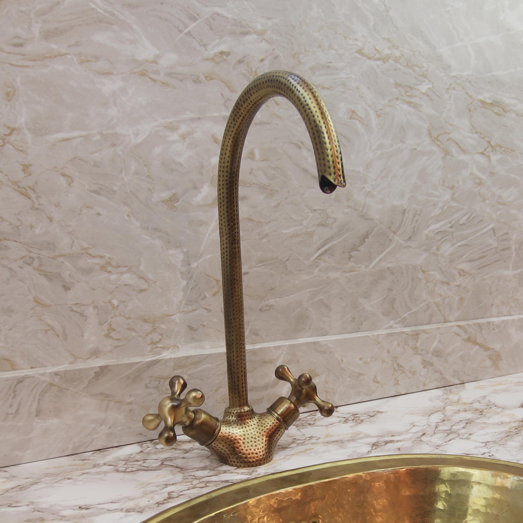 Handcrafted Vintage Brass Faucet Tap for Bathroom