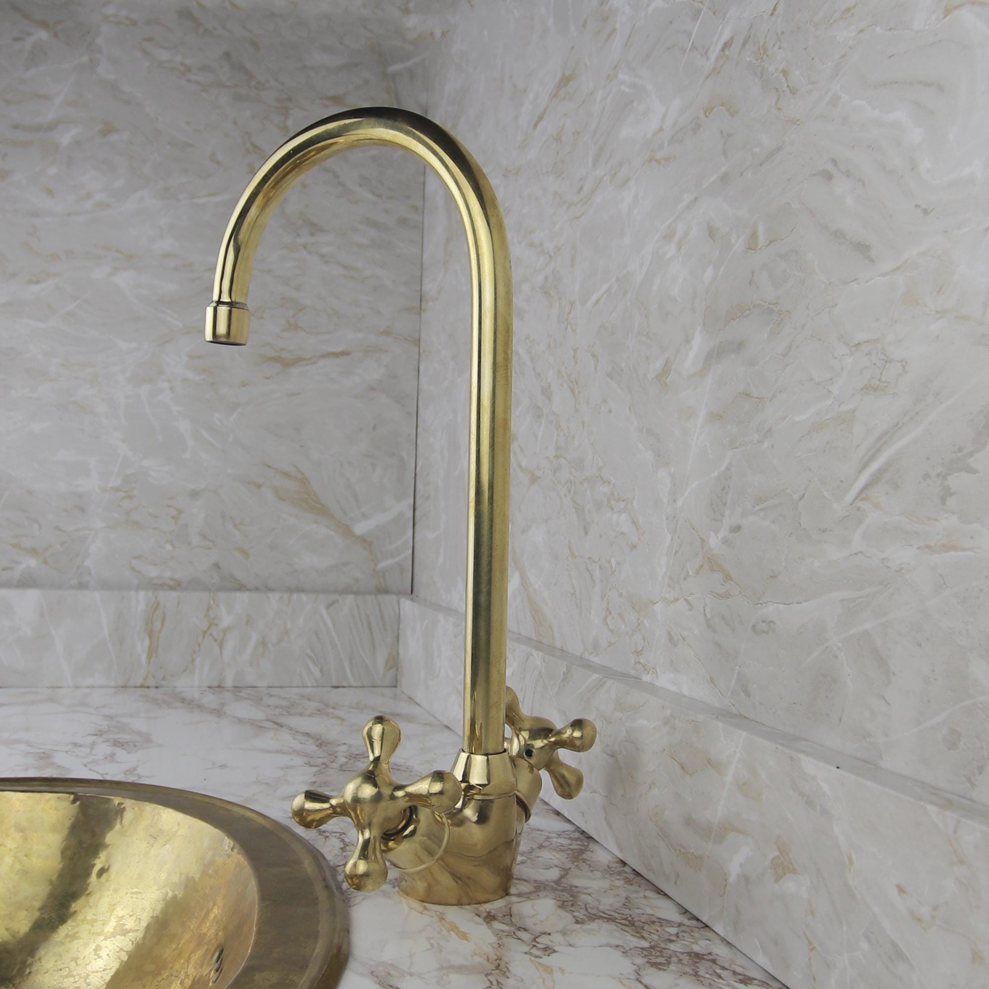 Brass Bathroom Faucet with Two Handles