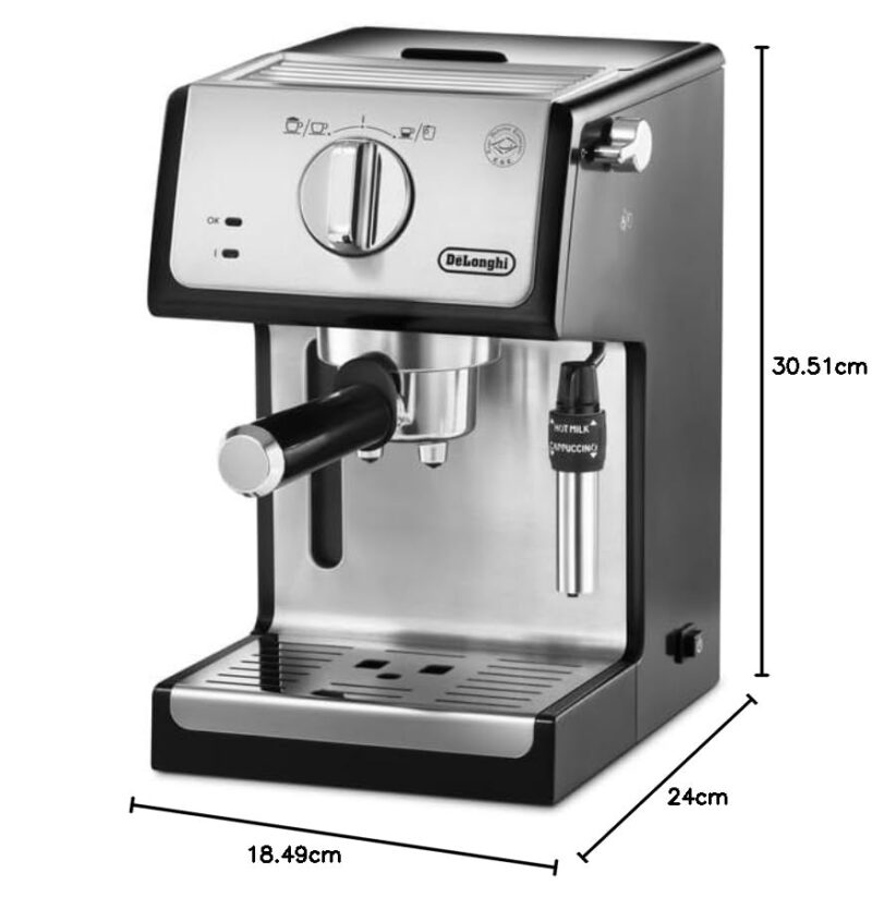De’Longhi ECP35.31 Barista Pump Espresso Machine – Traditional Coffee & Cappuccino Maker with Adjustable Milk Frother, 1 L Water Tank (Black) - Image 25