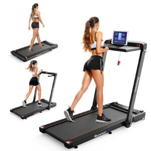 Hccsport 3-in-1 Under Desk Treadmill with Incline & Removable Desk – 3.5 HP Foldable Walking Pad, 0.6–8 MPH, 42.5″×16.5″ Belt, Wristband Remote