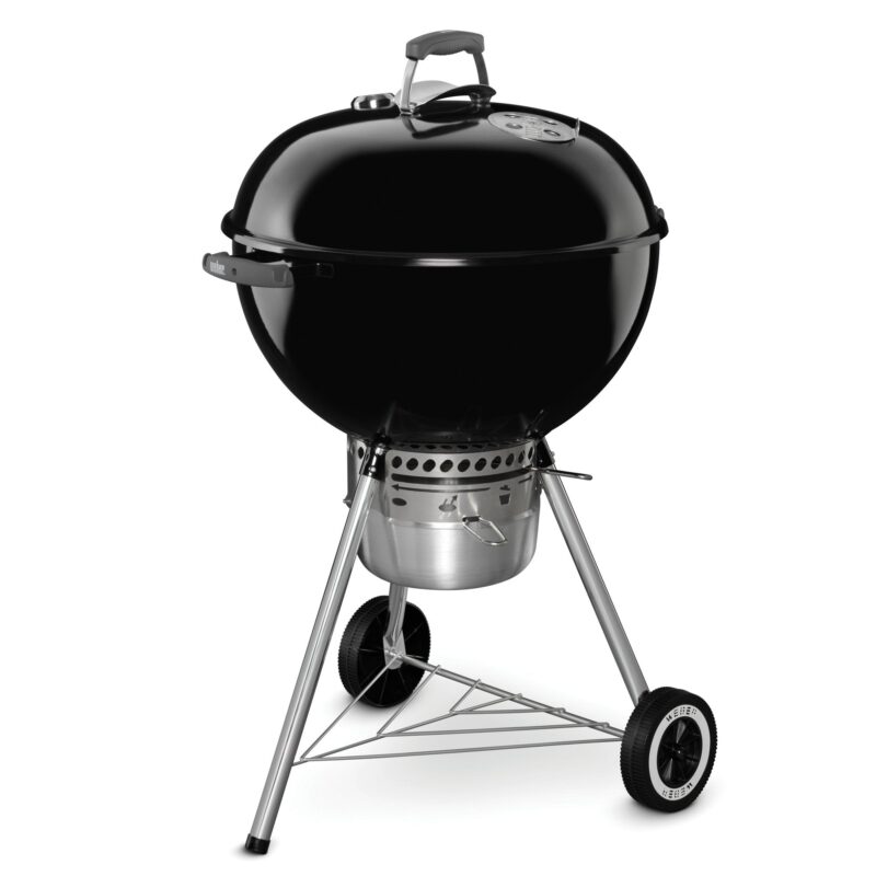 Weber Original Kettle Premium Charcoal Grill – 22-Inch Black BBQ with Hinged Cooking Grate, One-Touch Cleaning System, Heat Retention Lid, and Built-In Thermometer - Image 2