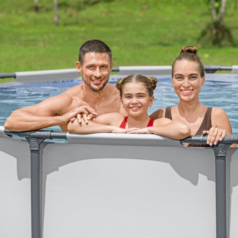 Bestway Steel Pro MAX 12ft (3.66m) x 30in (76cm) Round Above Ground Swimming Pool Set with Filter Pump – 6,473L Capacity – Durable Metal Frame Family Outdoor Pool – Gray - Image 30