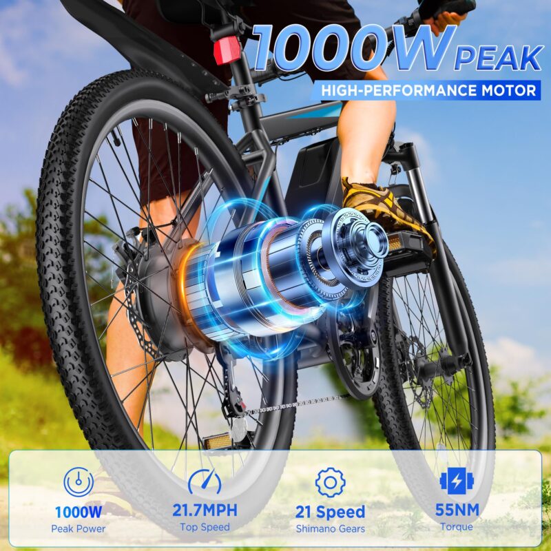 Funhang EB-M1 26″ Electric Mountain Bike – 500 W (1 000 W peak) motor, 48 V 374 Wh removable battery, 35 km h⁻¹ top-speed, up to 80 km range - Image 10