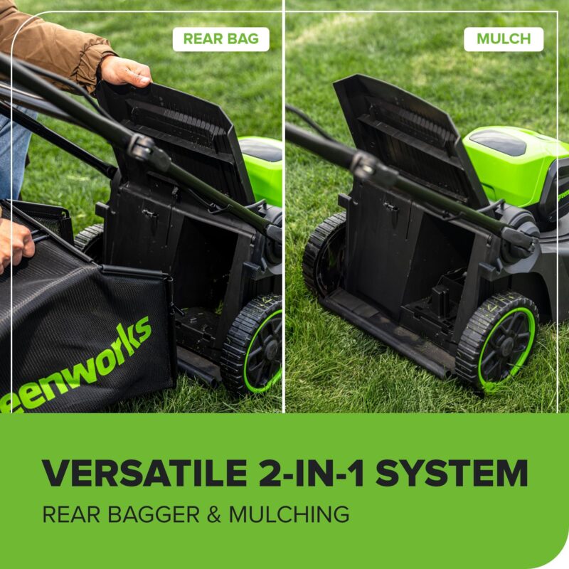Greenworks 60V Brushless Cordless Push Lawn Mower – 17″ (43 cm) Deck, 4.0 Ah Battery & 3 A Rapid Charger, 40 Min Runtime - Image 10