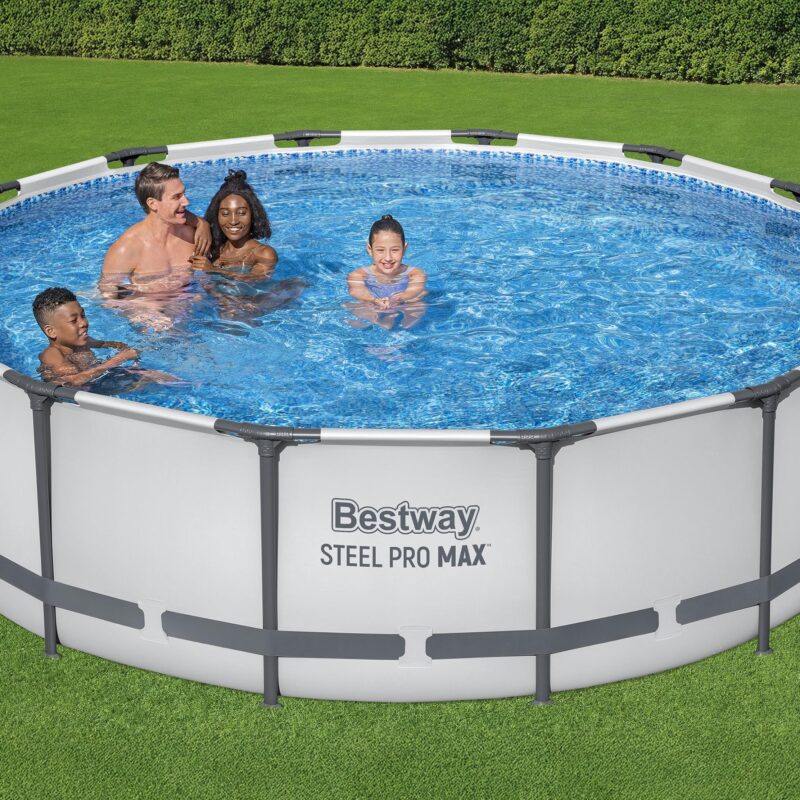 Bestway Steel Pro MAX 12ft (3.66m) x 30in (76cm) Round Above Ground Swimming Pool Set with Filter Pump – 6,473L Capacity – Durable Metal Frame Family Outdoor Pool – Gray - Image 29